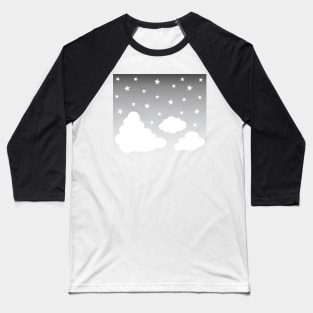 Clouds | Stars | White Gray Baseball T-Shirt